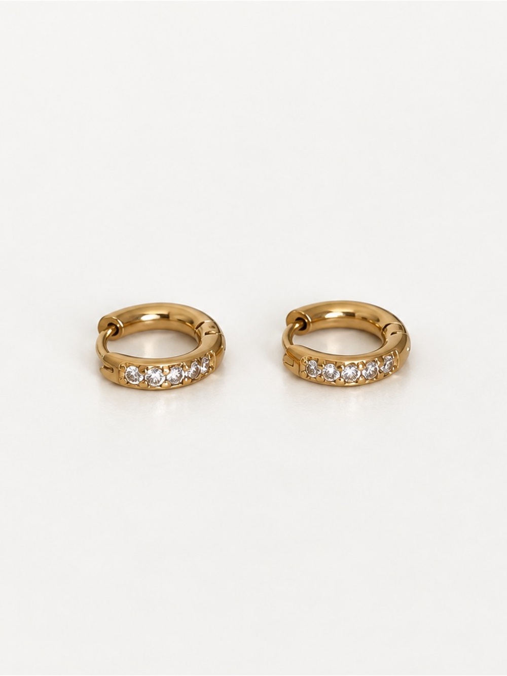 Tiny 18K Gold PVD CZ Huggie Hoop Earrings